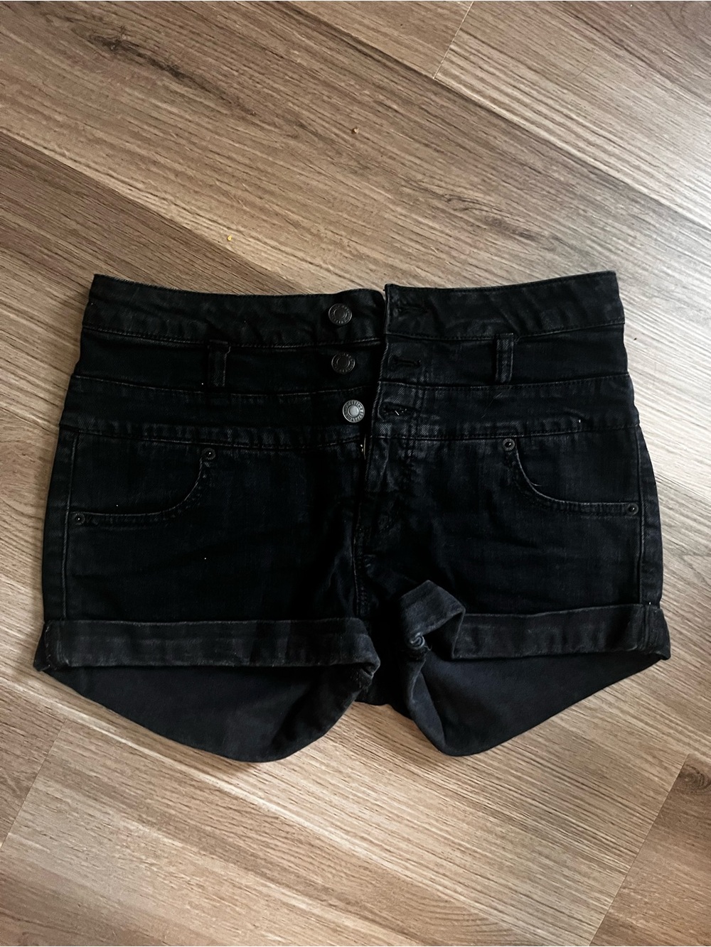 Mossimo Supply Co. Black High-Rise Button-Front Denim Shorts